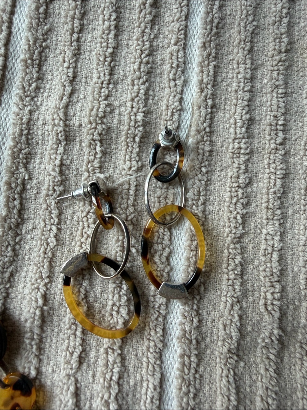 Leopard Print Link Necklace & Hoop Earrings Set - Brown - Picture 2 of 6